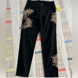 Reba Colorado Cowgirl Tanya-Skinny Ankle Embroidered Black Denim Jean NWT 10